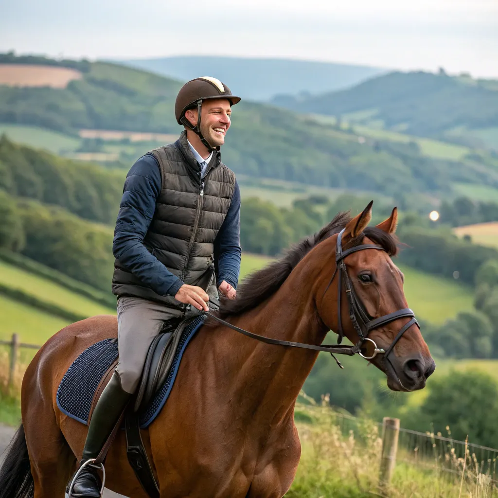 Michael enjoying a ride at Tralyvexin Riding School